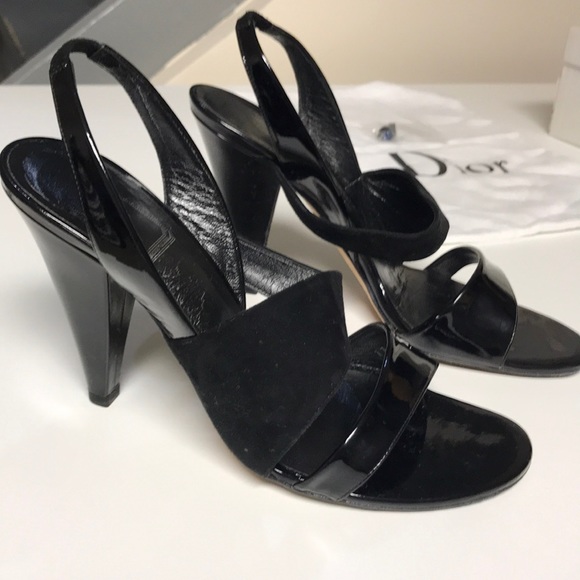 Christian Dior Black Slingback Sandals sz 8 1/2 - Picture 3 of 6